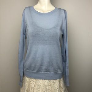 Tahari Baby Blue 100% Extrafine Merino Wool Sweater Size M/L